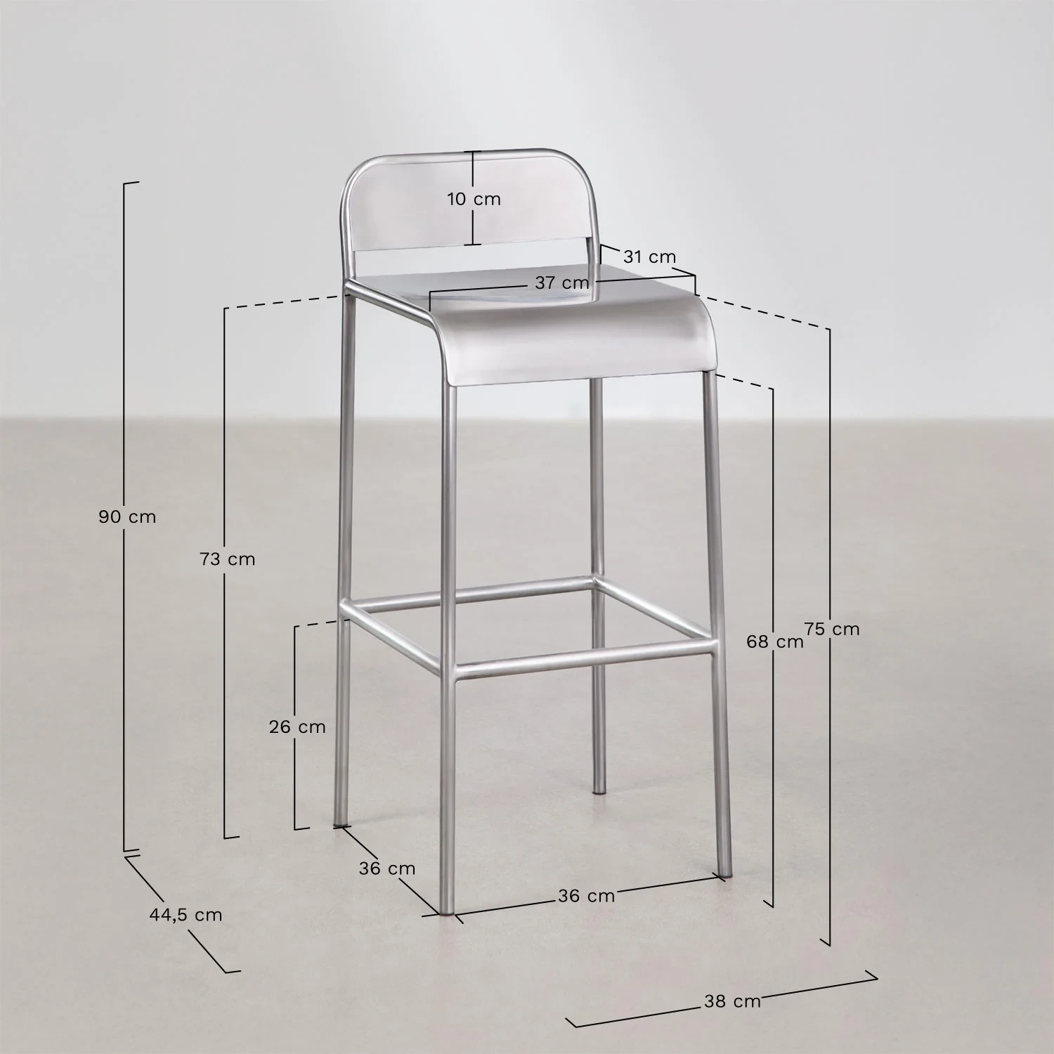 Magna Paslanmaz Çelik Bar Sandalyesi - 75 cm